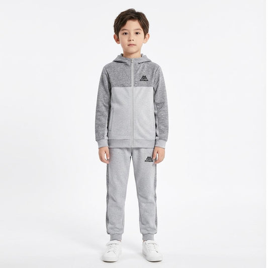FITROX Kids Polyester Tracksuit 2 Piece Full Zip Hoodie & Jogging Bottoms Navy Black Grey Everyday Comfort Activewear Tracksuit Size UK