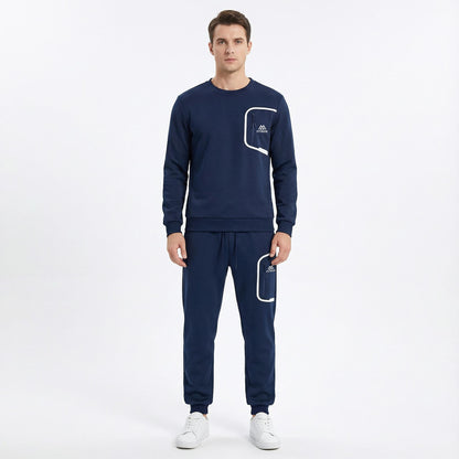 FITROX Men’s Tech Fleece Tracksuit Set – Men’s Polyester Tracksuit Set – Crew Neck Sweatshirt & Joggers – Zip Pocket Detail – S–XL