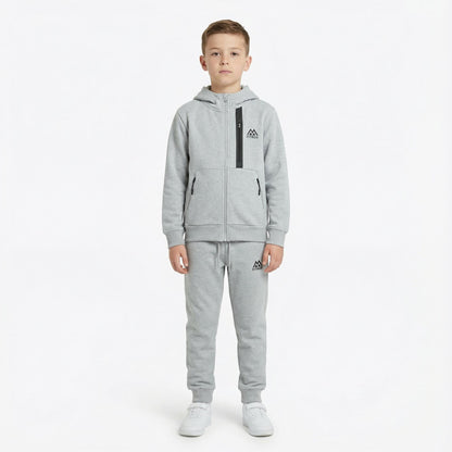 FITROX Kids Polyester Tracksuit 2 Piece Full Zip Hoodie & Jogging Bottoms Navy Black Grey Everyday Comfort Activewear Tracksuit Size UK