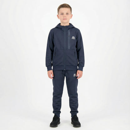 FITROX Kids Polyester Tracksuit 2 Piece Full Zip Hoodie & Jogging Bottoms Navy Black Grey Everyday Comfort Activewear Tracksuit Size UK