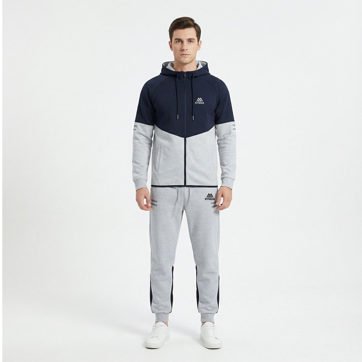 FITROX Men’s Tech Fleece Tracksuit Set – Pullover Hoodie & Joggers – Slim Fit – S-XL Light Grey Hoodie Black Hoodie Charcoal Grey Hoodie & Joggers Size UK 3-8