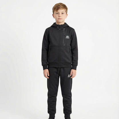 FITROX Kids Polyester Tracksuit 2 Piece Full Zip Hoodie & Jogging Bottoms Navy Black Grey Everyday Comfort Activewear Tracksuit Size UK