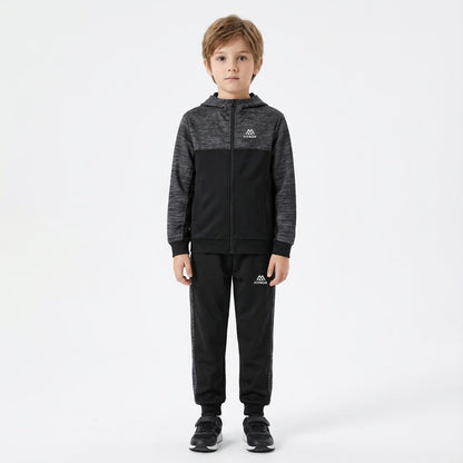 FITROX Kids Polyester Tracksuit 2 Piece Full Zip Hoodie & Jogging Bottoms Navy Black Grey Everyday Comfort Activewear Tracksuit Size UK