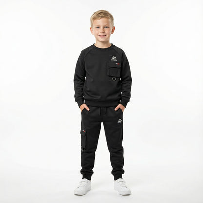 FITROX Kids Polyester Tracksuit Set – Cargo Pocket Sweatshirt & Joggers (7–14 Years) Boys Girls Unisex Polyester Tracksuit – 2 Piece Sweatshirt + Joggers