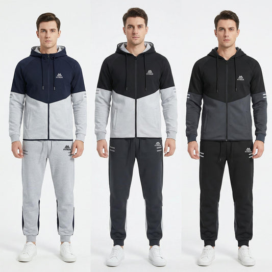 FITROX Men’s Tech Fleece Tracksuit Set – Pullover Hoodie & Joggers – Slim Fit – S-XL Light Grey Hoodie Black Hoodie Charcoal Grey Hoodie & Joggers Size UK 3-8