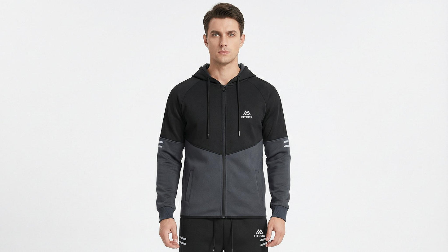 FITROX Men’s Tech Fleece Tracksuit Set – Pullover Hoodie & Joggers – Slim Fit – S-XL Light Grey Hoodie Black Hoodie Charcoal Grey Hoodie & Joggers Size UK 3-8