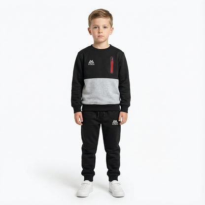 FITROX Kids Polyester Tracksuit Set – Cargo Pocket Sweatshirt & Joggers (7–14 Years) Boys Girls Unisex Polyester Tracksuit – 2 Piece Sweatshirt + Joggers